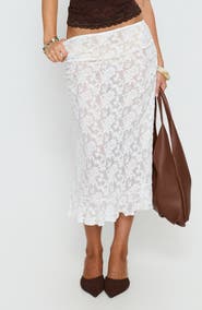 Princess Polly Toscani Frilled Lace Midi Skirt