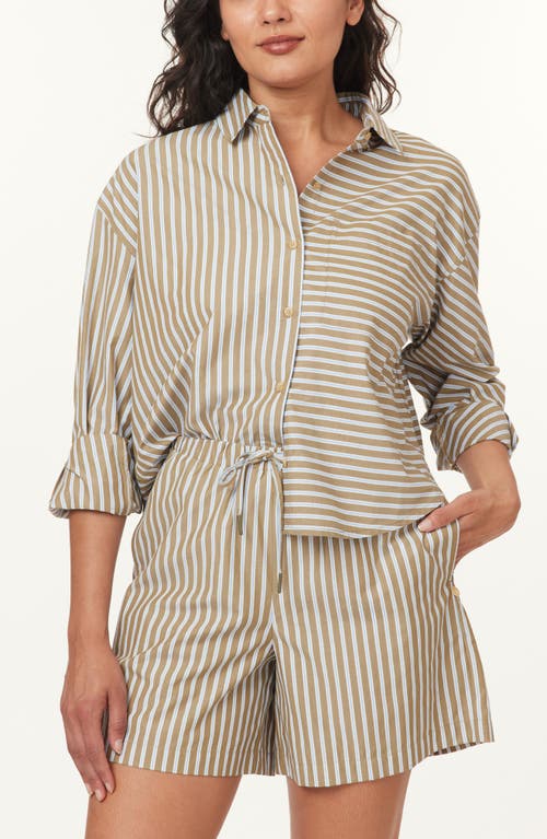 Scotch & Soda Mixed Stripe Crop Button-up Shirt In Green