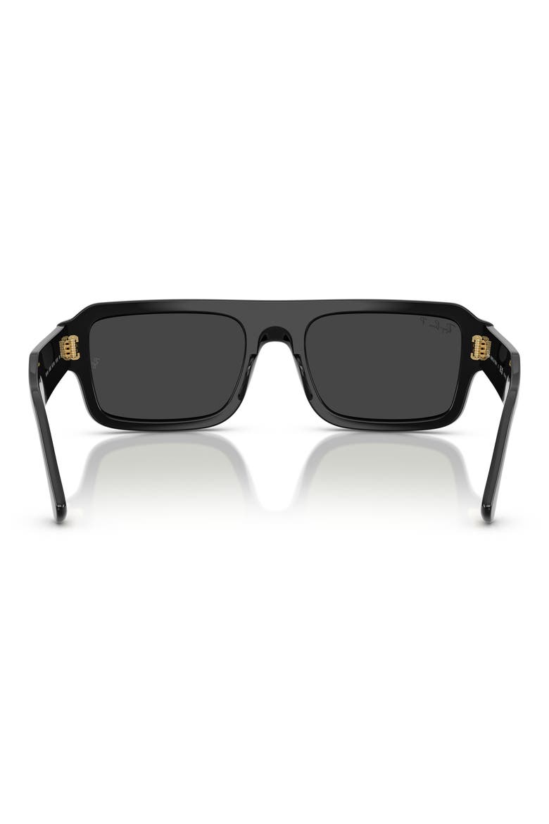 56mm Polarized Rectangular Sunglasses, Alternate, color, BLACK
