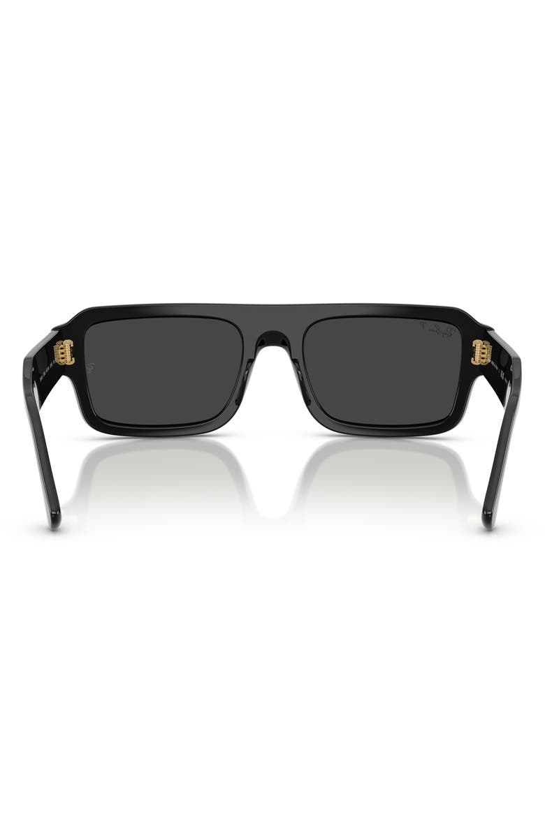 Ray-Ban 56mm Polarized Rectangular Sunglasses, Alternate, color, Black