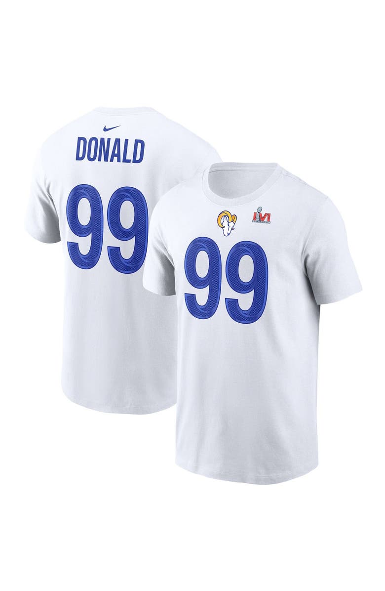 Nike Men's Nike Aaron Donald White Los Angeles Rams Super Bowl LVI Name & Number T-Shirt, Main, color, 
