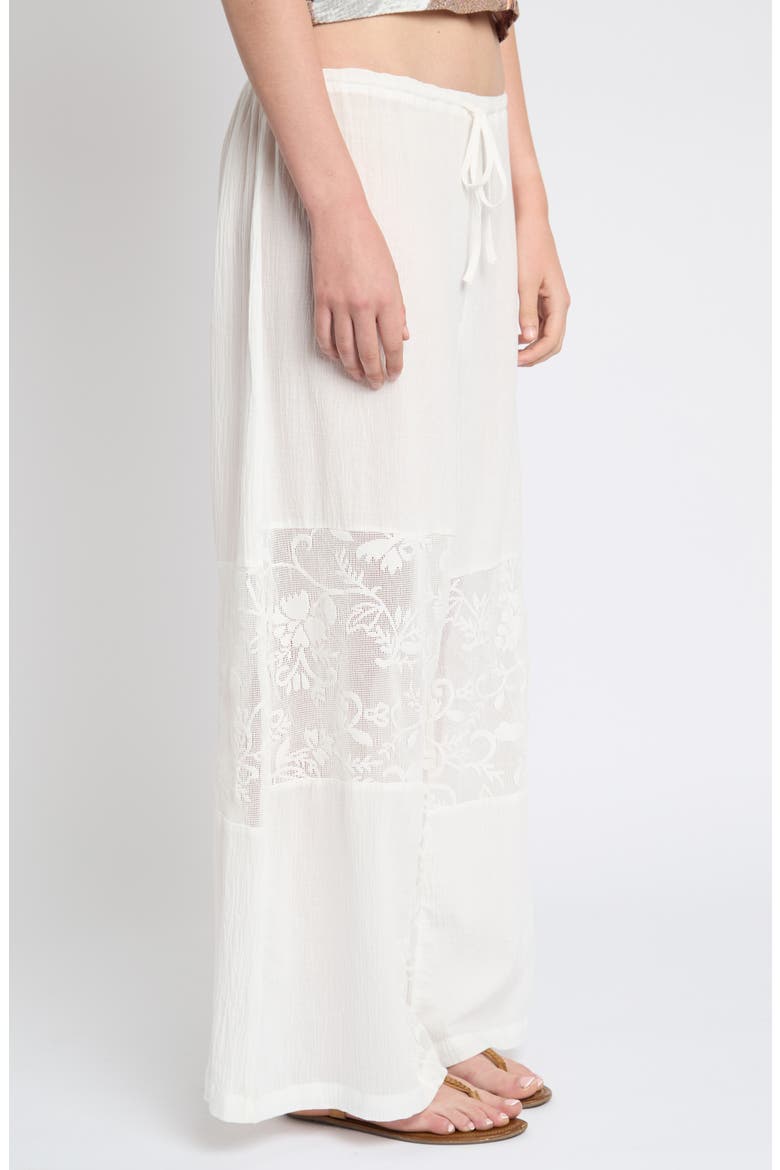 Lace Insert Crinkle Wide Leg Pants, Alternate, color, WHITE