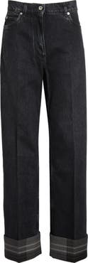 FERRAGAMO Contrast Cuff Straight Leg Jeans