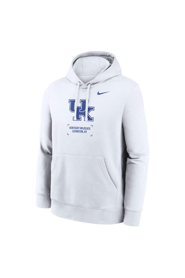 Men's Nike White Kentucky Wildcats Basketball Two-Hit Club Fleece Pullover Hoodie, Alternate, color, White