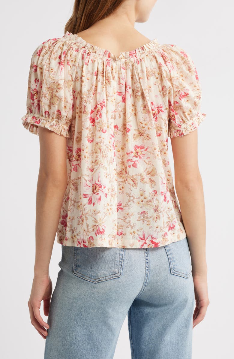 DÔEN Frederica Floral Pleated Organic Cotton Top, Alternate, color, Fleurs De Provence