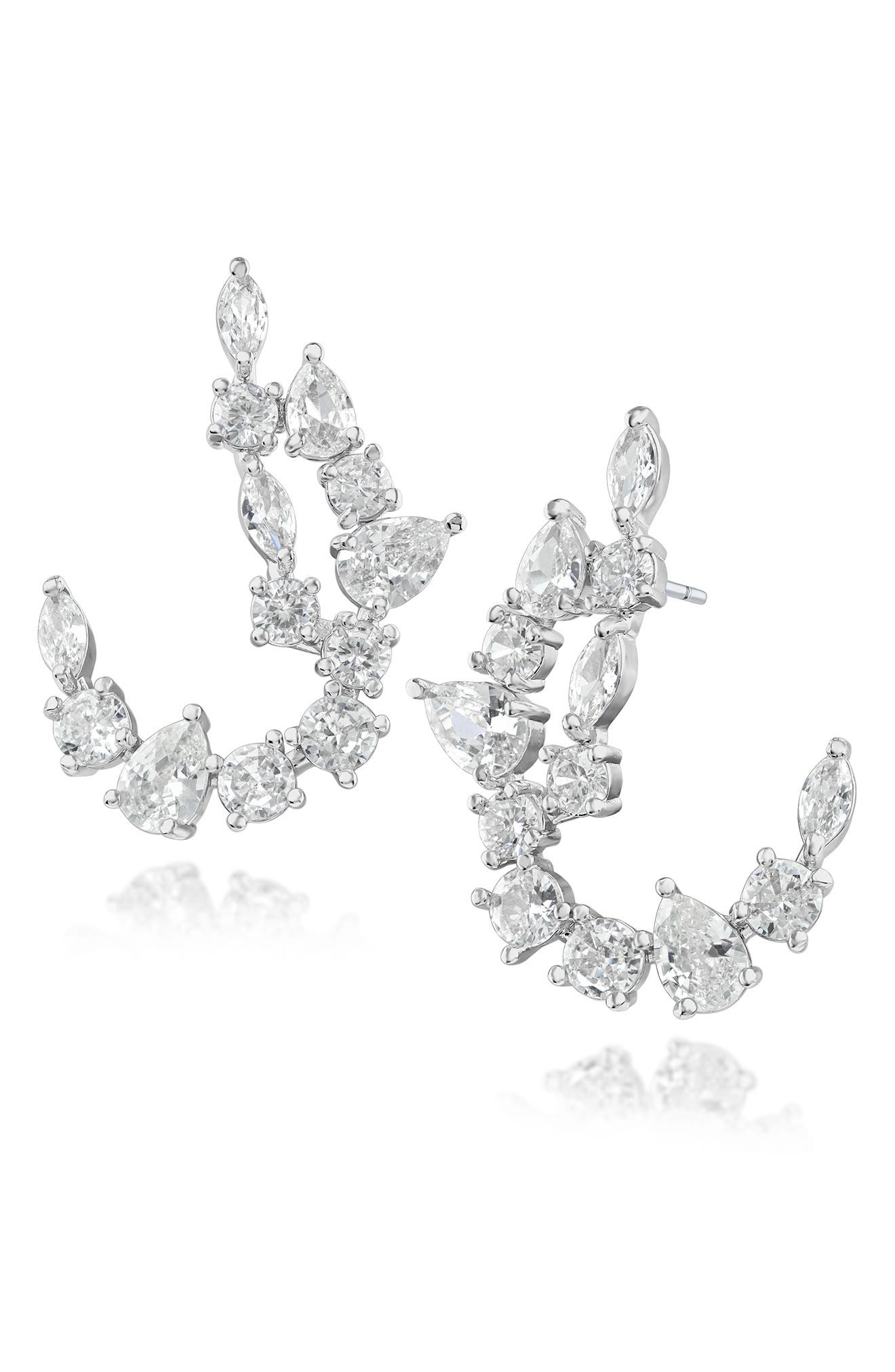 CZ by Kenneth Jay Lane Cubic Zirconia Curved Drop Earrings