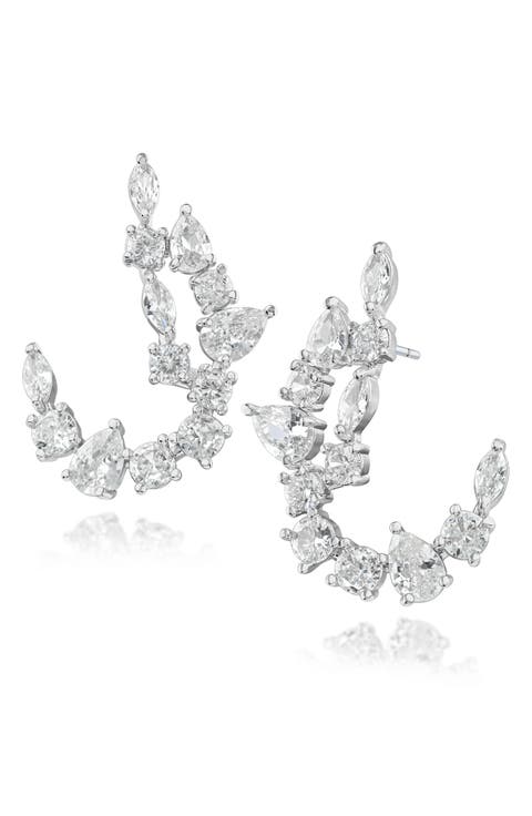 Cubic Zirconia Curved Drop Earrings