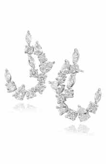CZ by Kenneth Jay Lane Cubic Zirconia Curved Drop Earrings