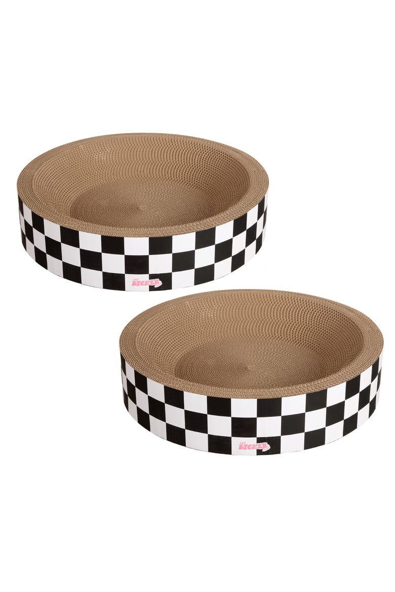 Daisy Modern Cardboard Bowl Cat Scratcher with Catnip, Alternate, color, White/Black