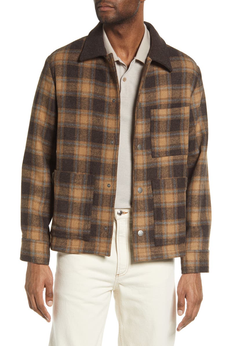 A.P.C. New Emile Plaid Wool Blend Shirt Jacket, Alternate, color, 