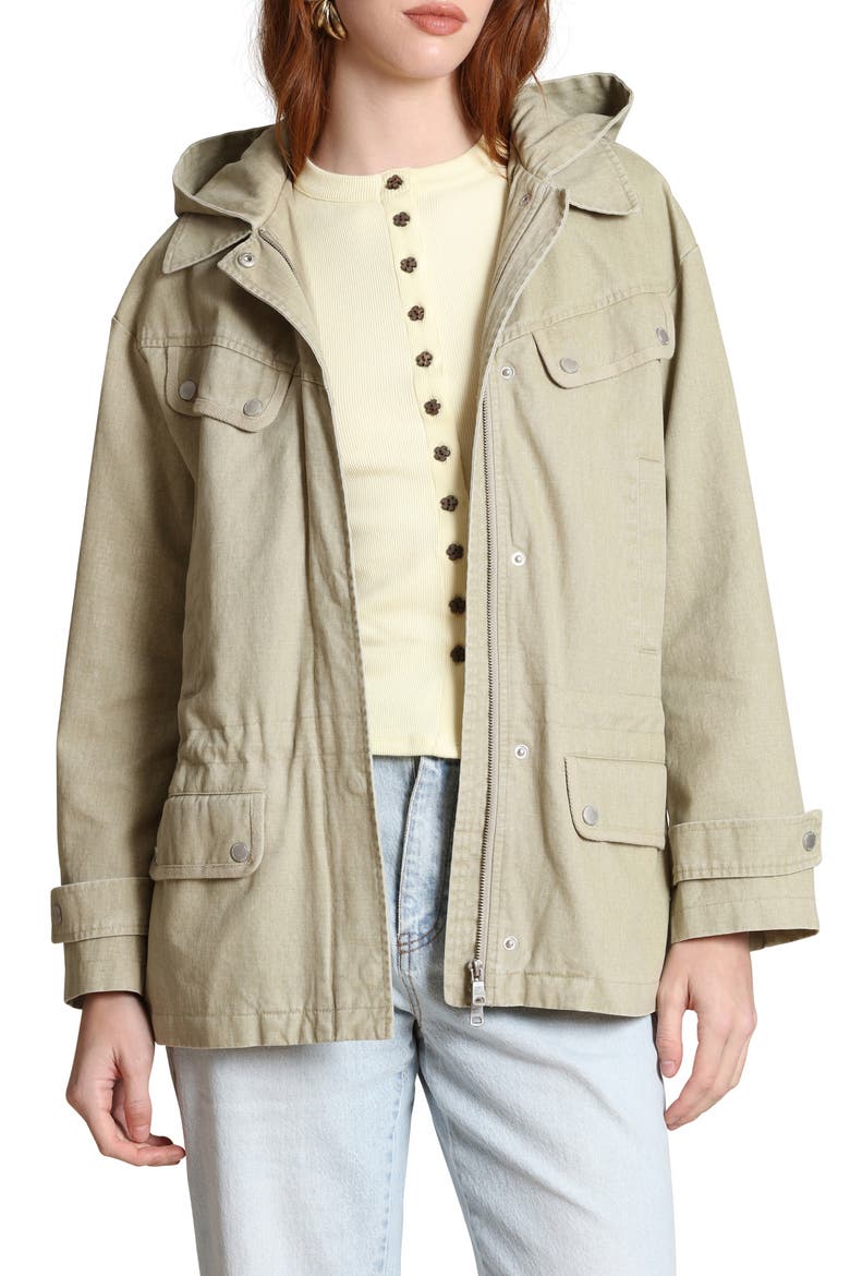 Hooded Cotton Field Jacket, Main, color, RATTAN WASHED