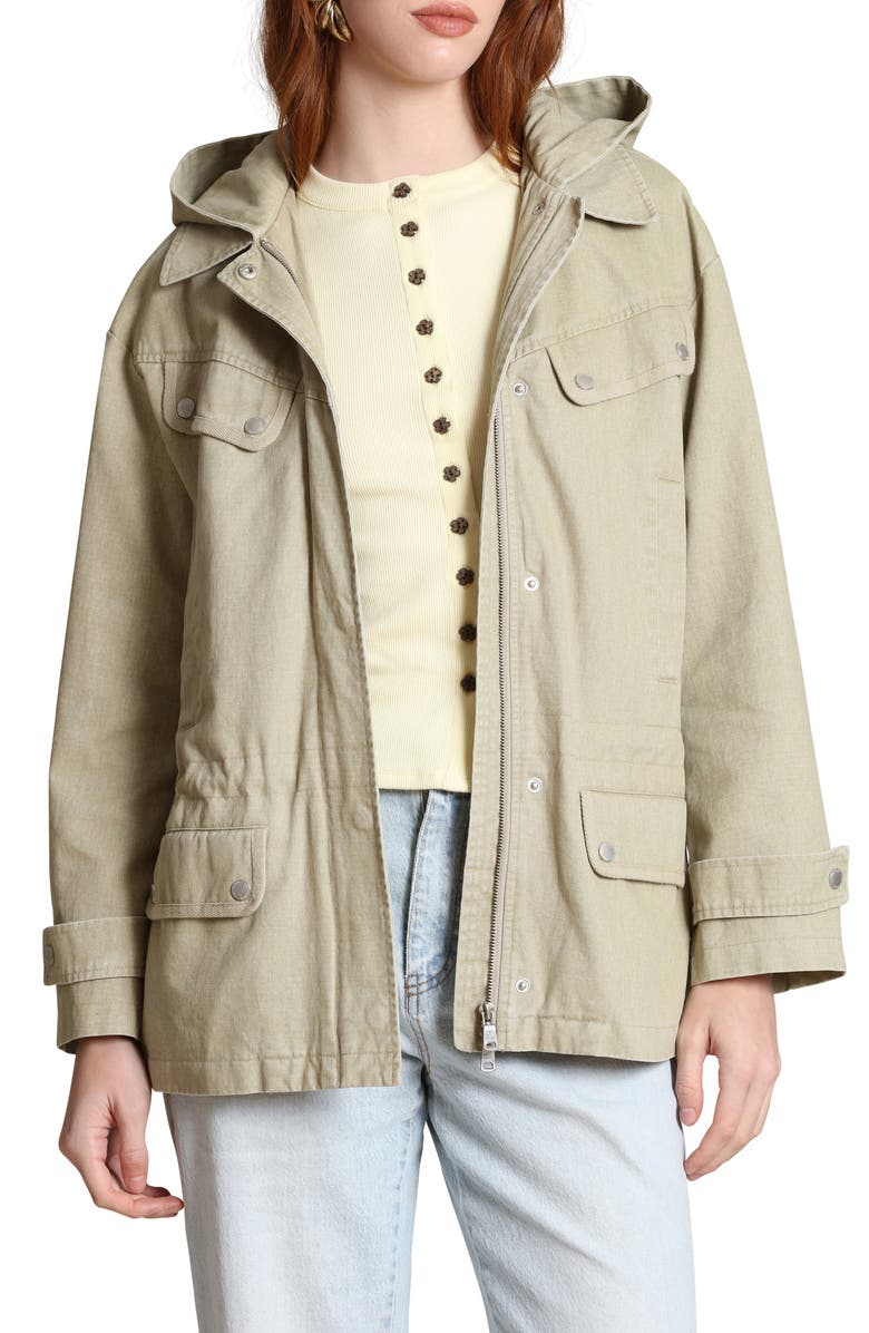 Avec Les Filles Hooded Cotton Field Jacket, Alternate, color, Rattan Washed