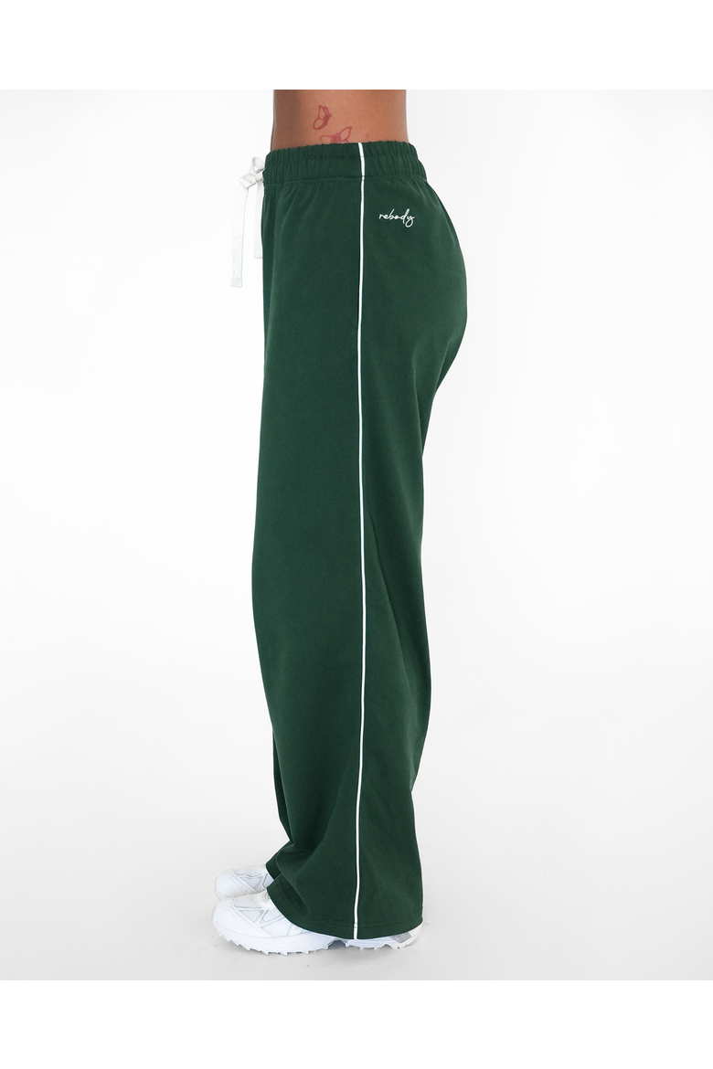 Rugby Piping Relaxed Wide Leg Pant, Alternate, color, Green/White