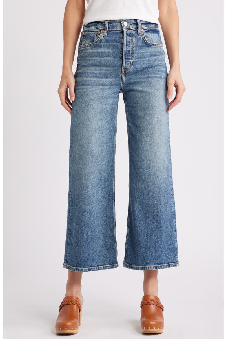 High Waist Crop Wide Leg Jeans, Main, color, CRAFTED INDIGO