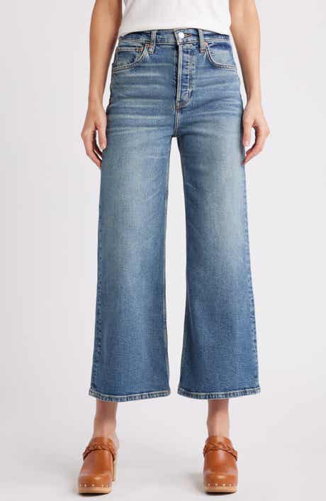 High Waist Crop Wide Leg Jeans
