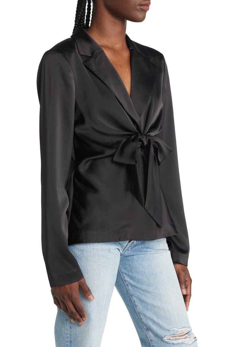 Merci Tie Waist Top, Alternate, color, BLACK