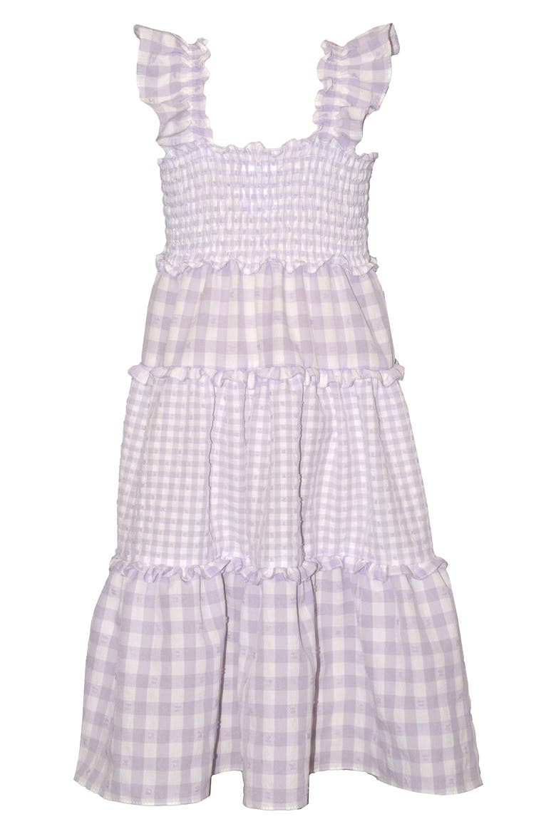 Kids' Smocked Gingham Dress, Alternate, color, LAVENDER