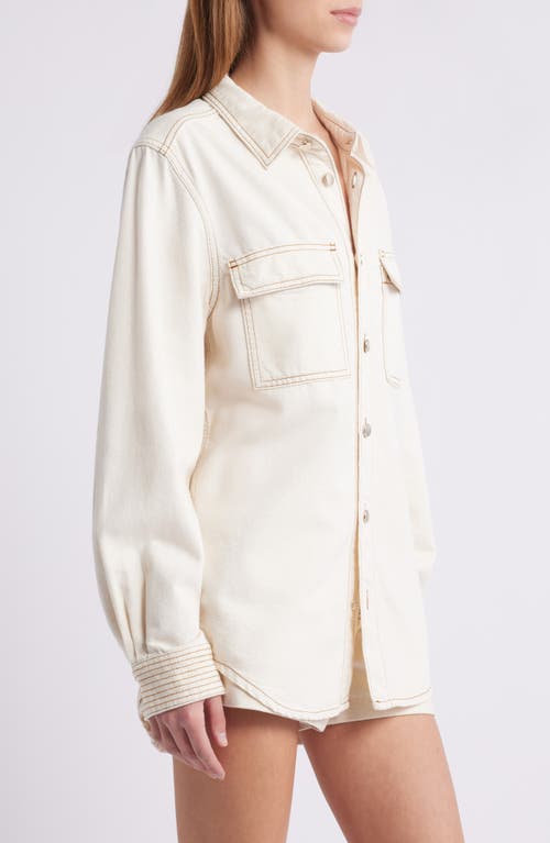 FRAME FRAME TRAPUNTO OVERSIZE COTTON BLEND DENIM BUTTON-UP SHIRT