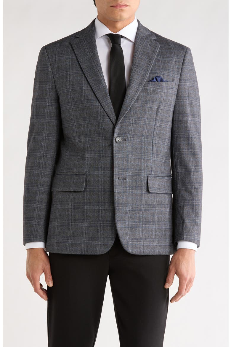 Slim Fit Plaid Sport Coat, Main, color, GREY
