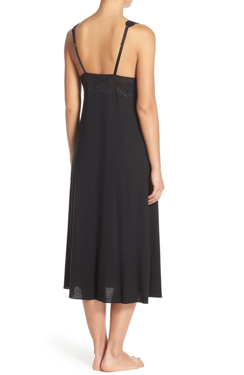 Natori 'Zen Floral' Nightgown, Alternate, color, Black