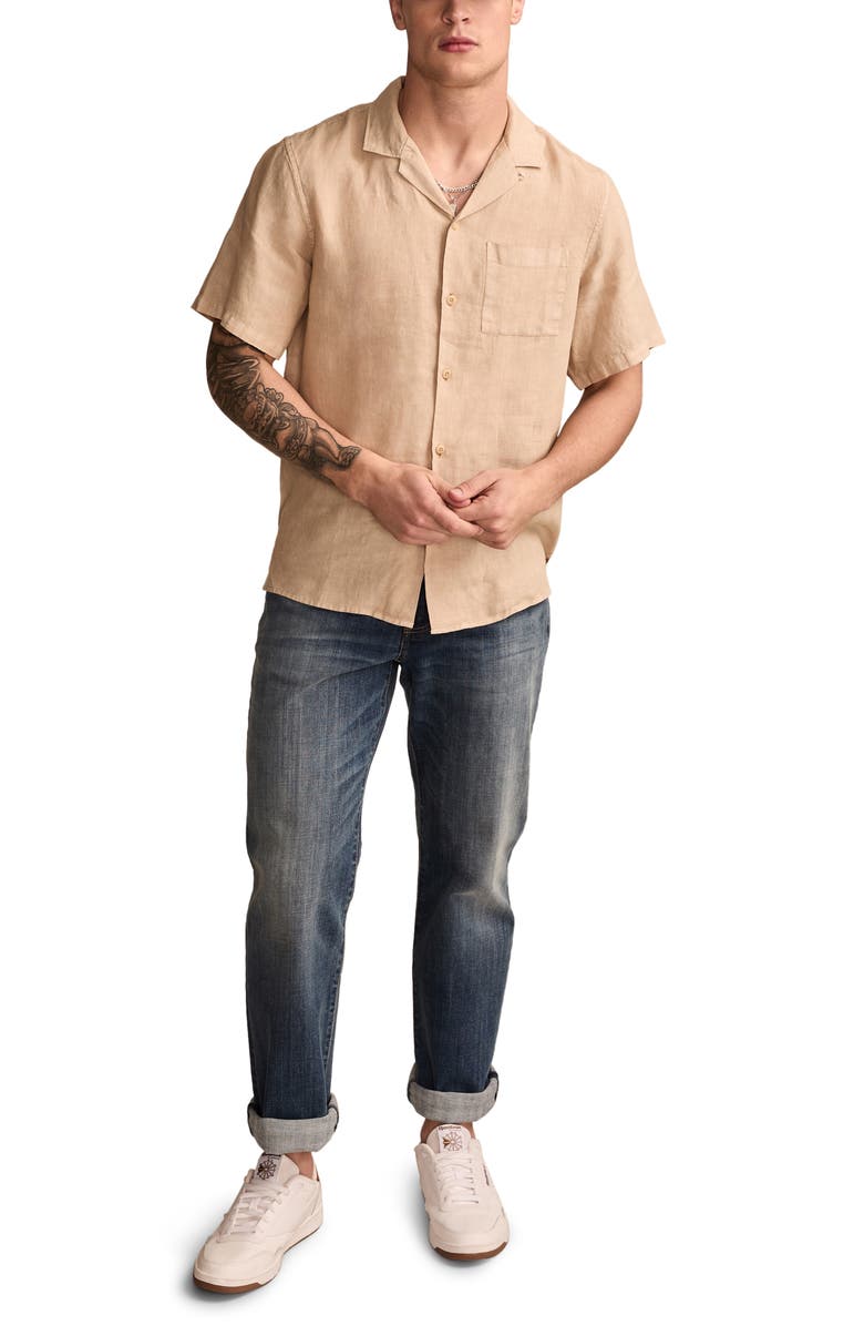 Lucky Brand Slub Linen Camp Shirt, Alternate, color, Aluminum