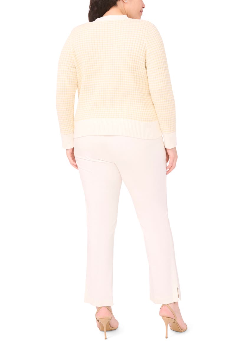 V-Neck Stripe Rib Cotton Blend Cardigan, Alternate, color, NEW IVORY