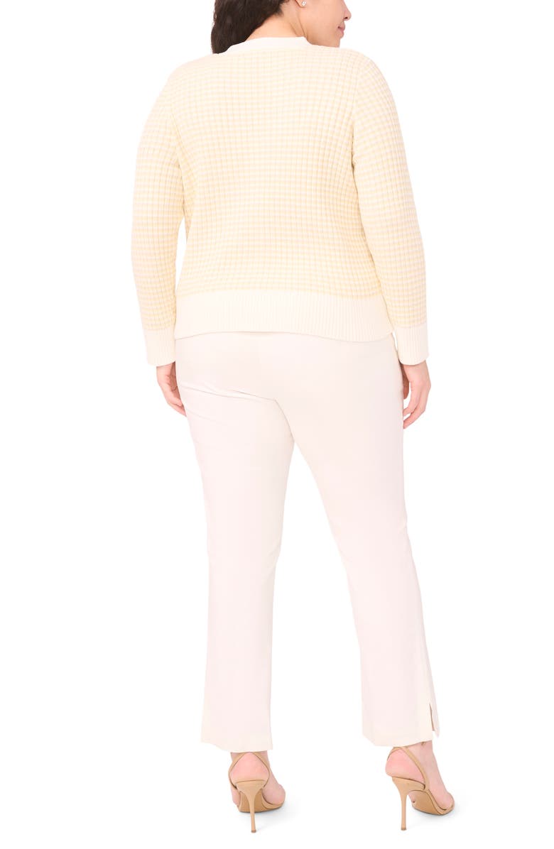 Halogen<sup>®</sup> V-Neck Stripe Rib Cotton Blend Cardigan, Alternate, color, New Ivory