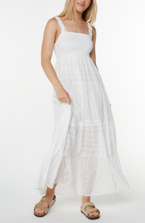 Lily Bloom Eyelet Ruffle Maxi Dress