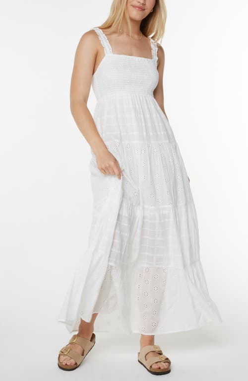 Roxy Lily Bloom Eyelet Ruffle Maxi Dress In White