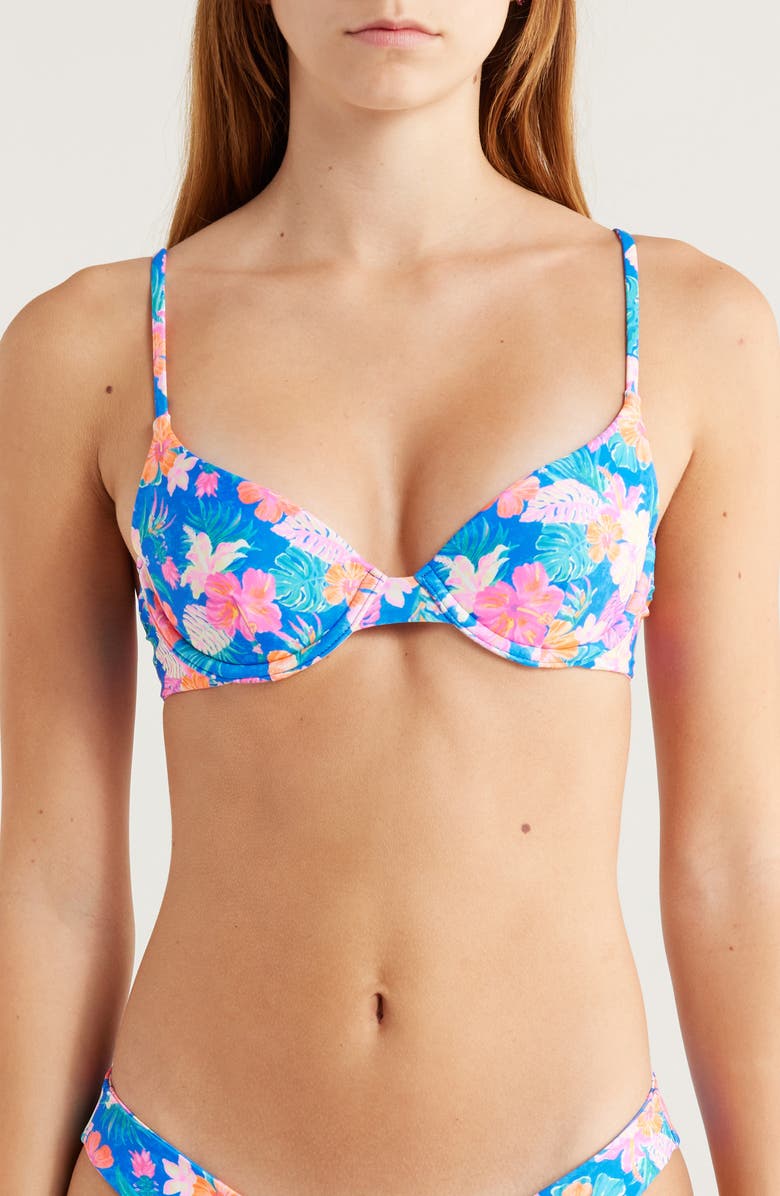 Kulani Kinis Underwire Triangle Bikini Top, Main, color, Electric Palms