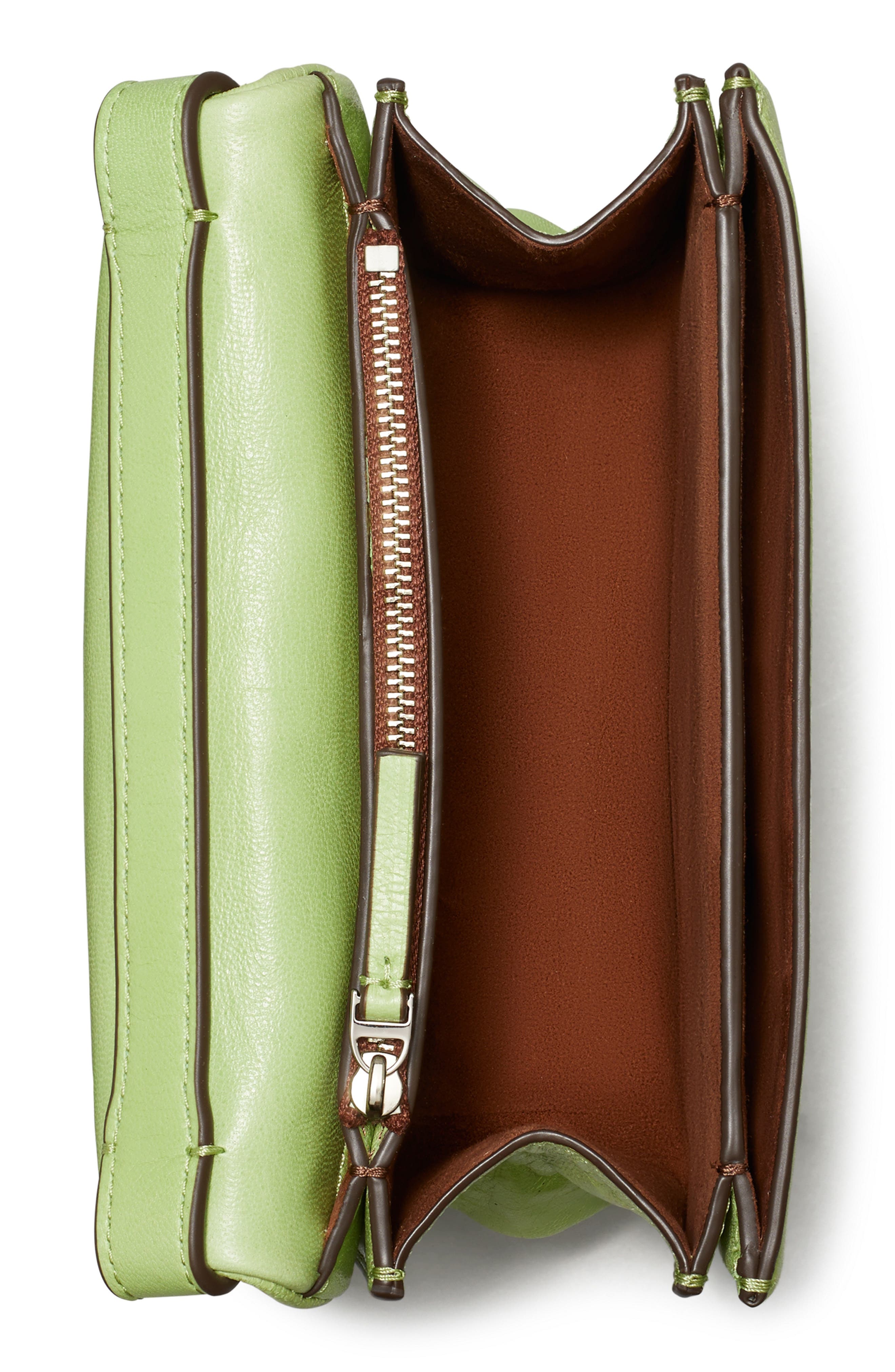 Tory Burch Kira Soft Leather Shoulder Bag, Alternate, color, Celery Juice