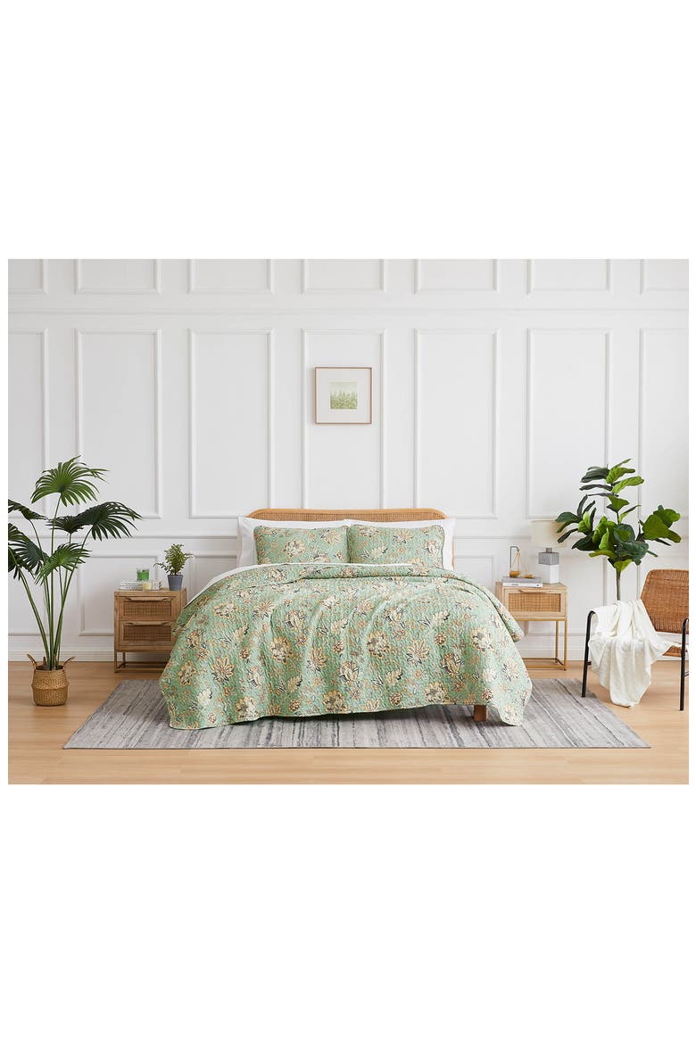 Jacobean Willow Oversize Quilt Set, Alternate, color, GREEN