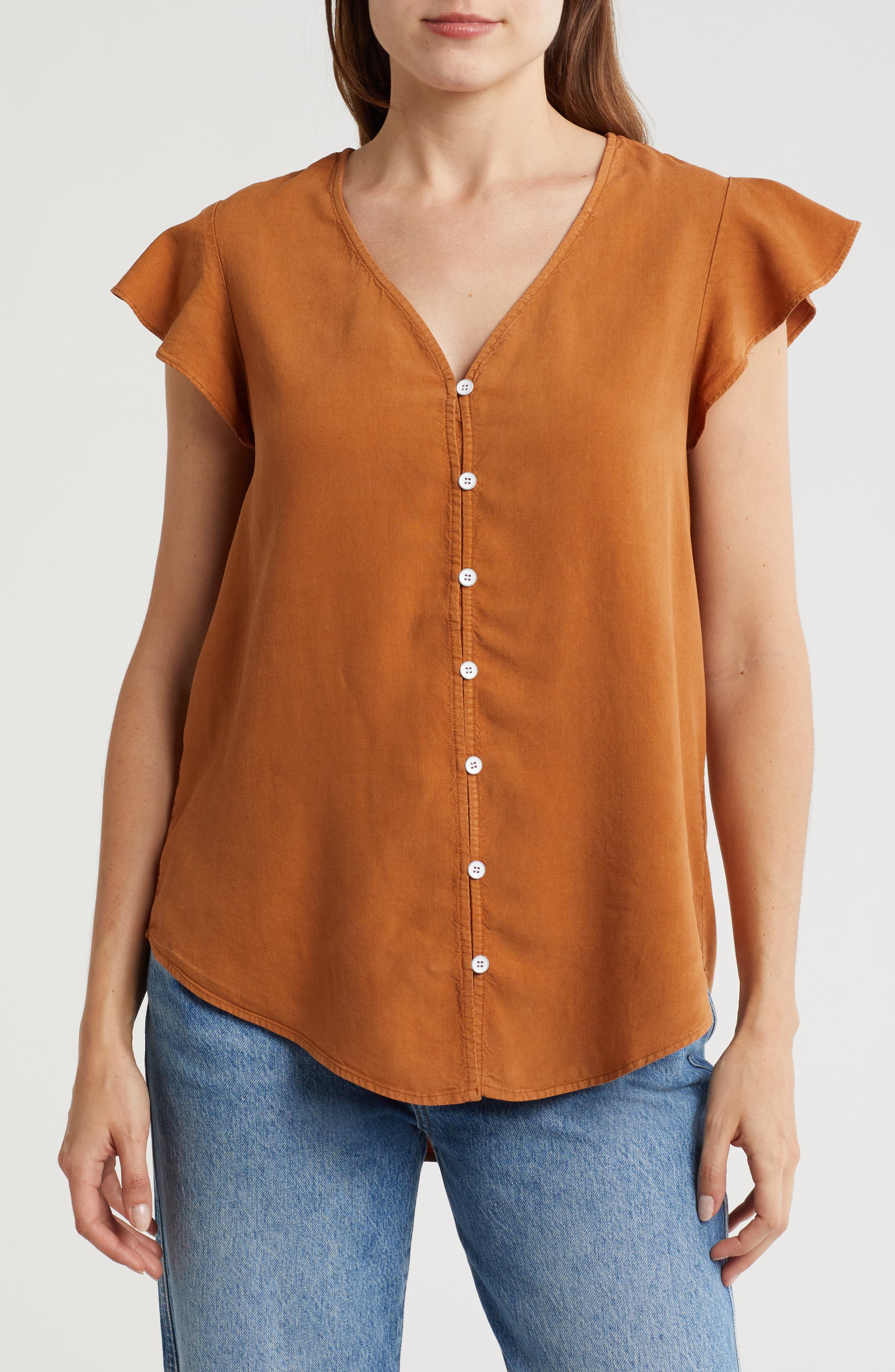 DR2 by Daniel Rainn Flutter Sleeve Button-Up Shirt (Women) | Nordstromrack