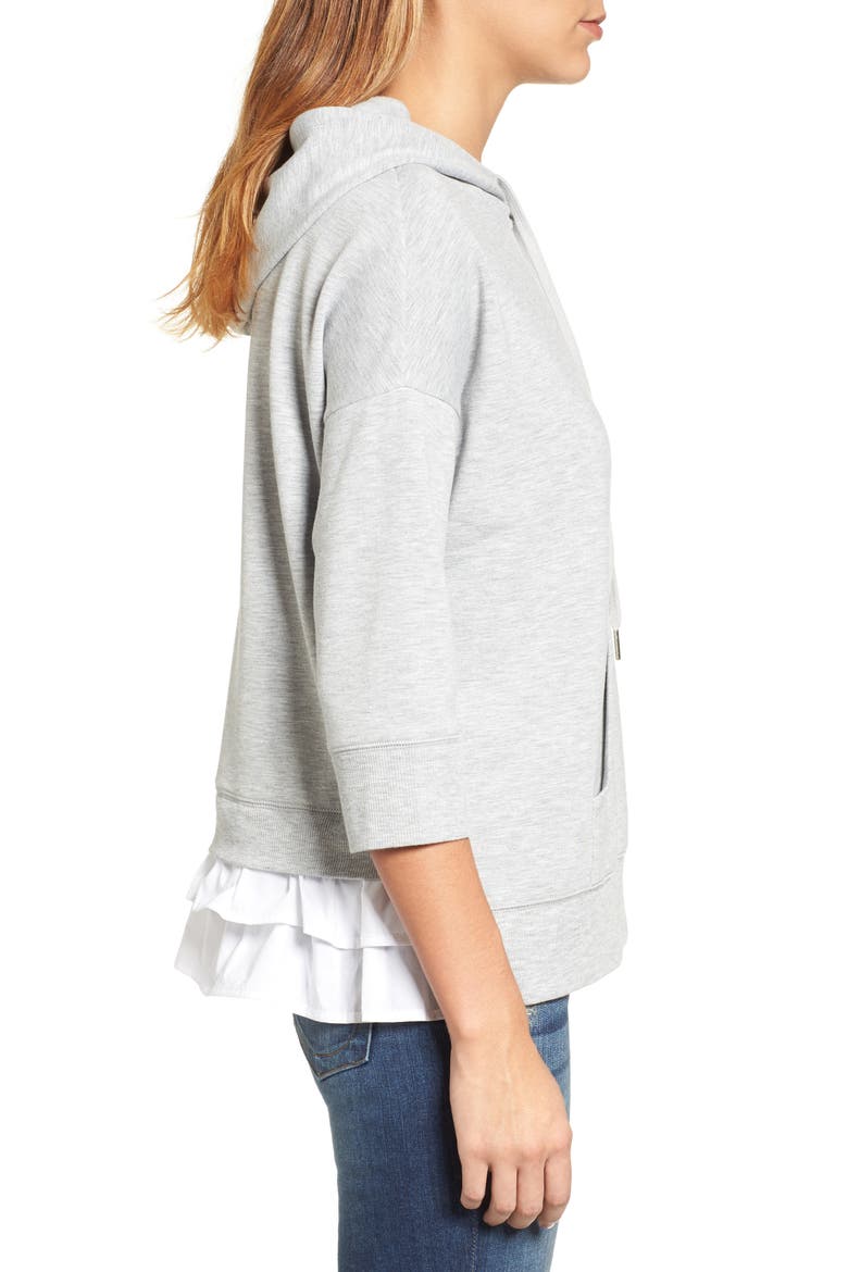 Woven Inset Knit Hoodie, Alternate, color, HEATHER GREY