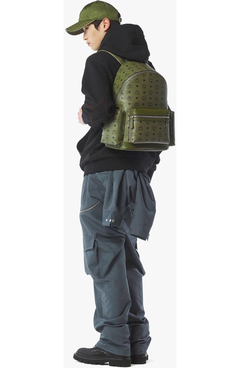 MCM Stark Backpack in Visetos, Alternate, color, Green
