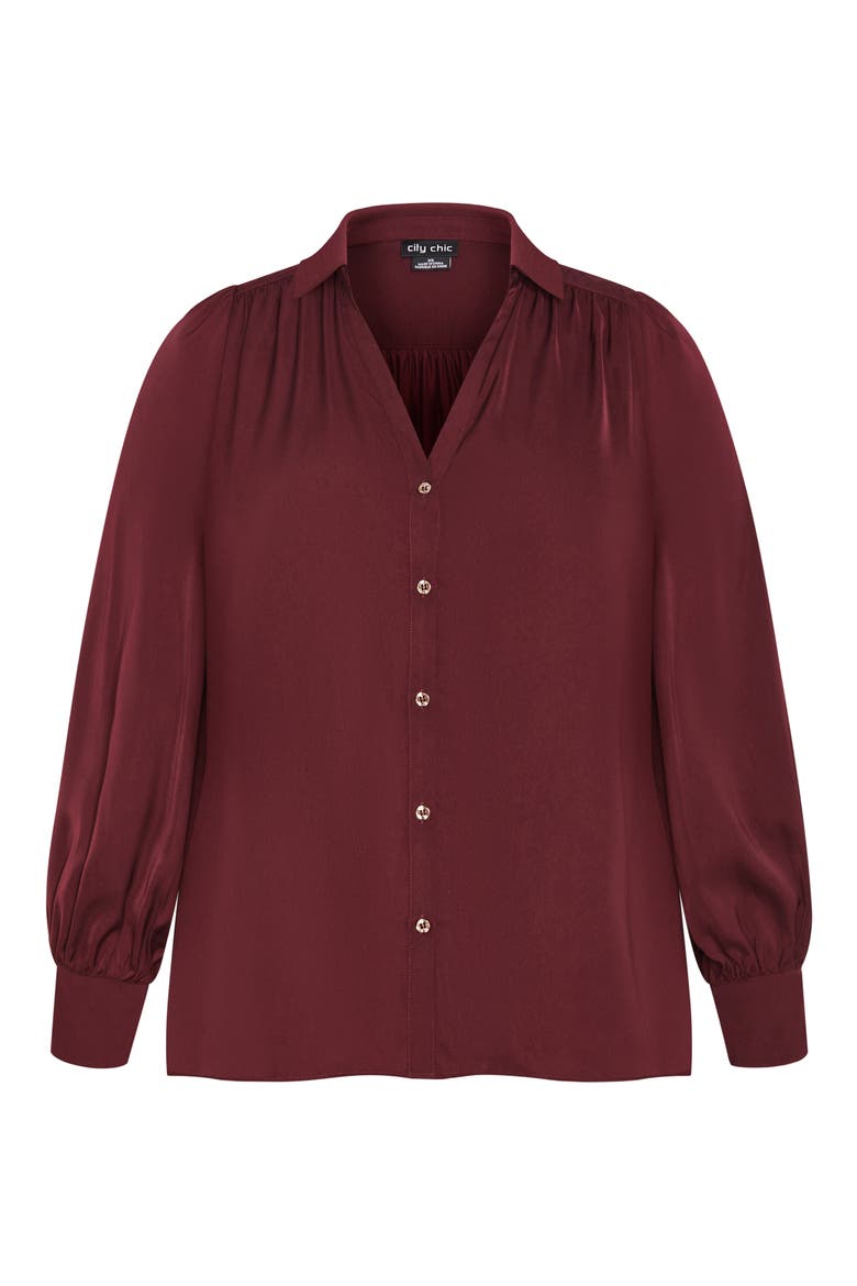 Hadlee V-Neck Button-Up Shirt, Alternate, color, DARK CHERRY