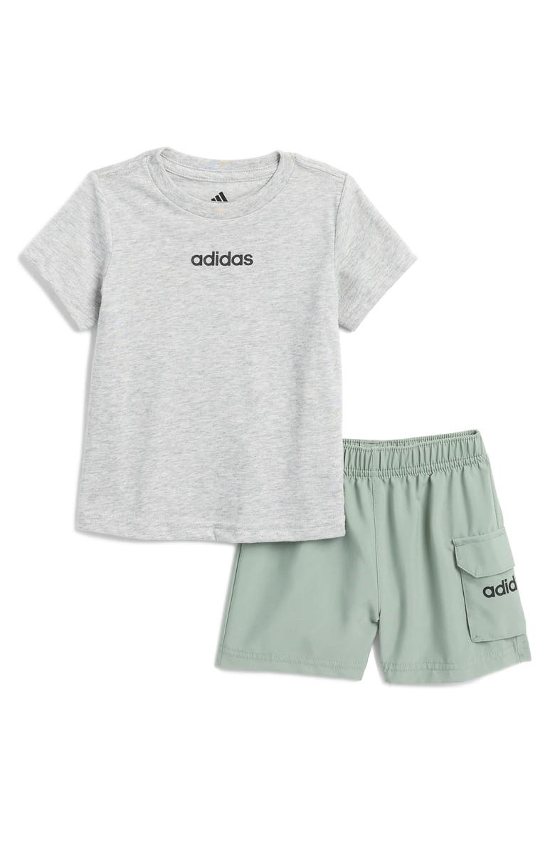 adidas Heather Graphic T-Shirt & Cargo Shorts Set, Main, color,