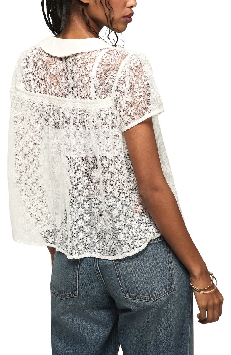 Lucky Brand Peter Pan Lace Shirt, Alternate, color, Whisper White