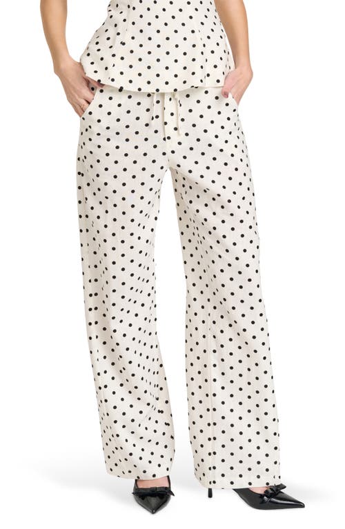 WAYF Lilah Polka Dot Wide Leg Pants in Ivory Polka Dot at Nordstrom, Size X-Large
