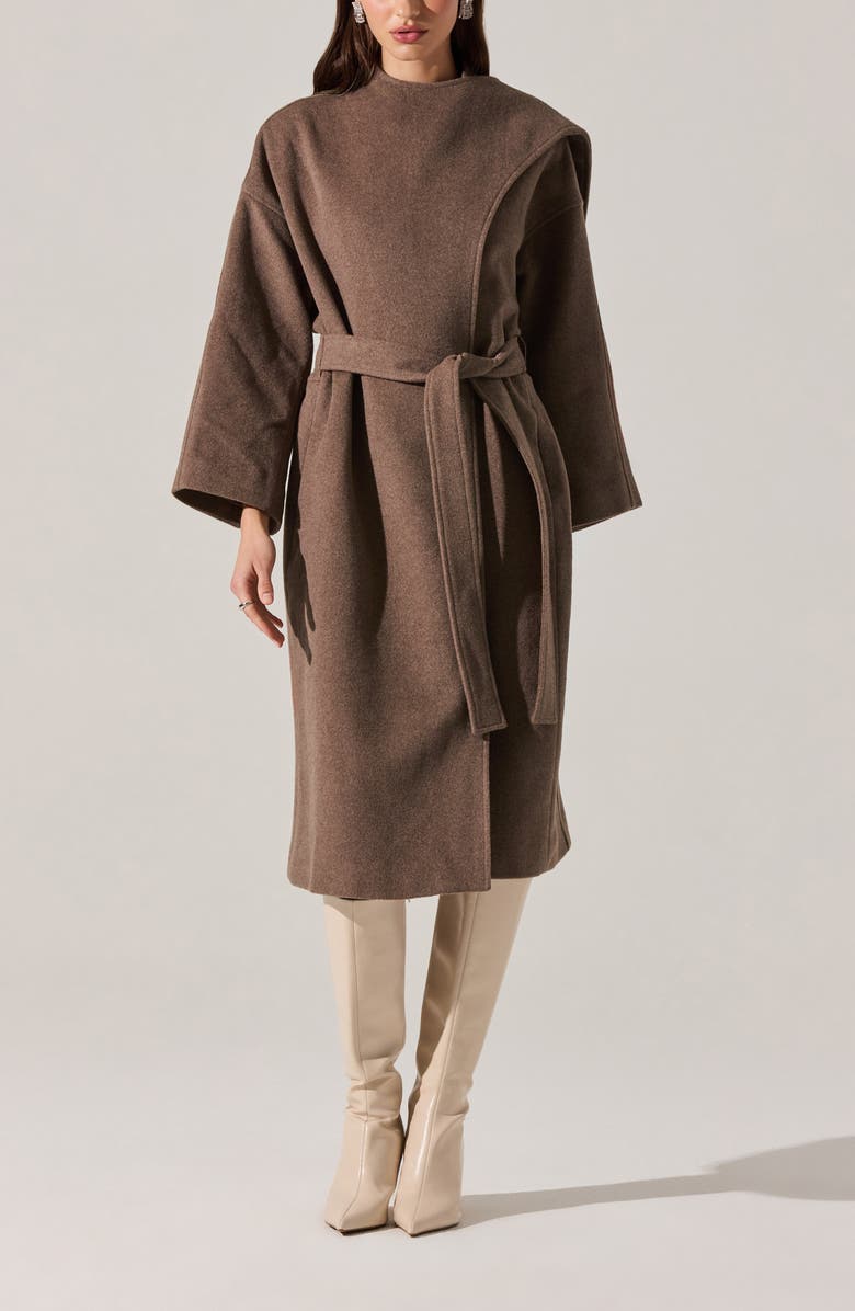 ASTR the Label Elaxi Belted Coat, Alternate, color, Taupe Brown