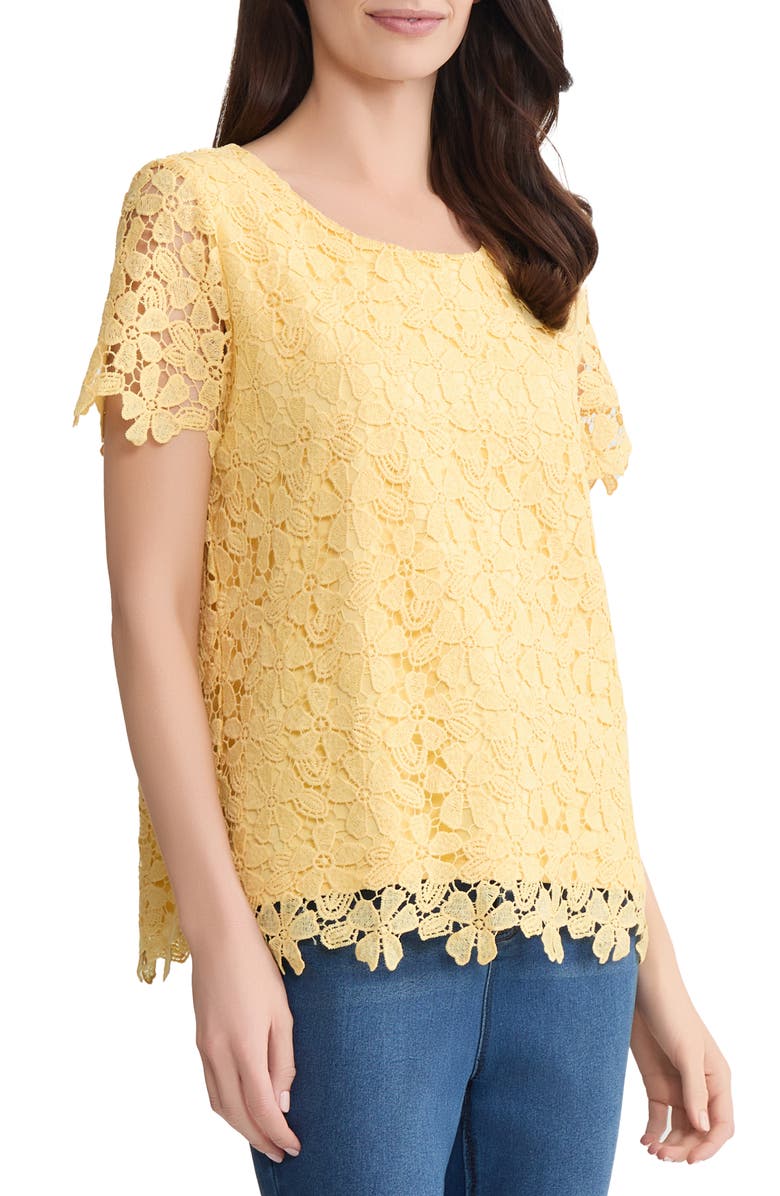 Jones New York Floral Lace Top, Alternate, color, Cornsilk