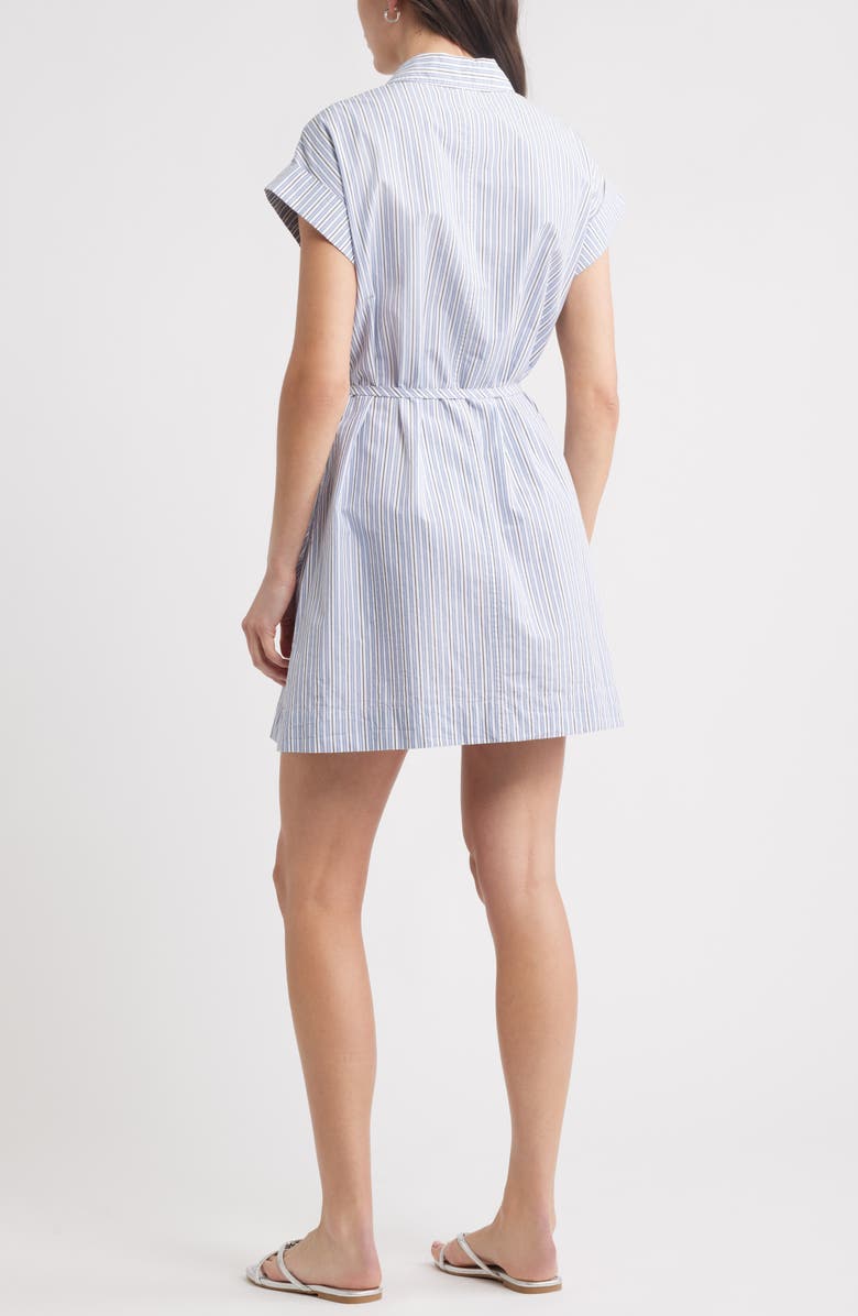Caslon<sup>®</sup> Stripe Cotton Mini Shirtdress, Alternate, color, White- Navy Cill Stripe