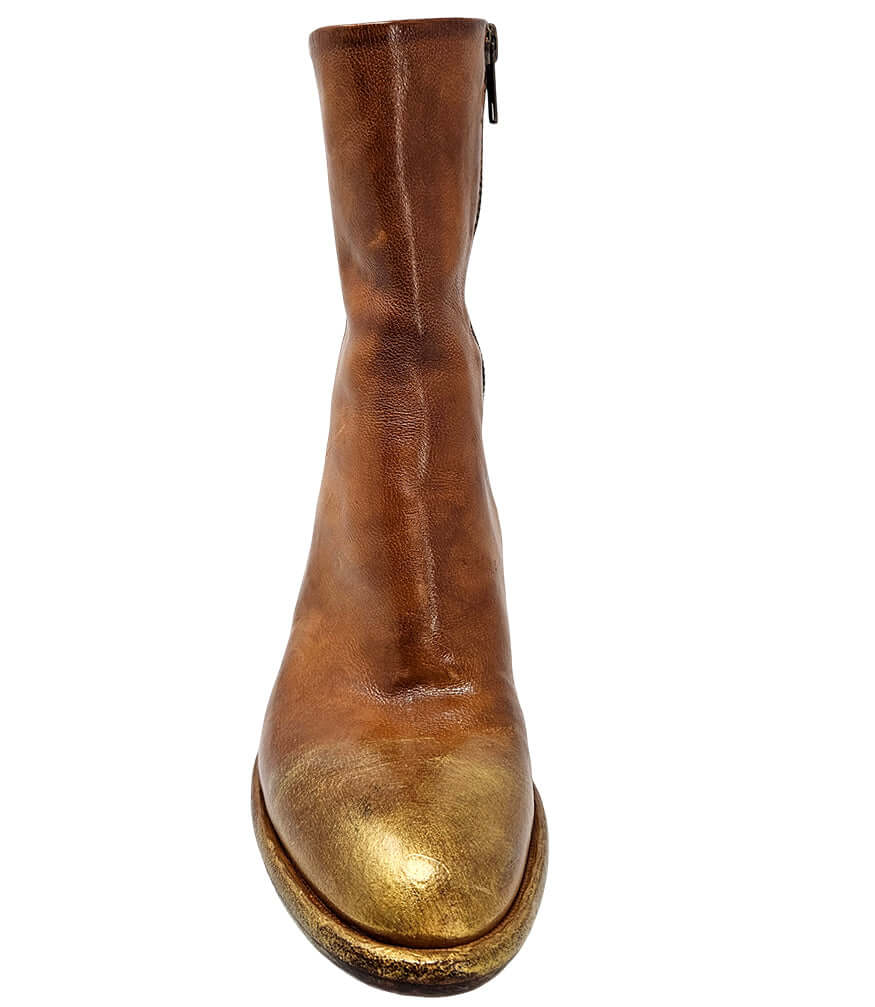 Hand Rubbed Metallic Ankle Boot, Alternate, color, Cognac