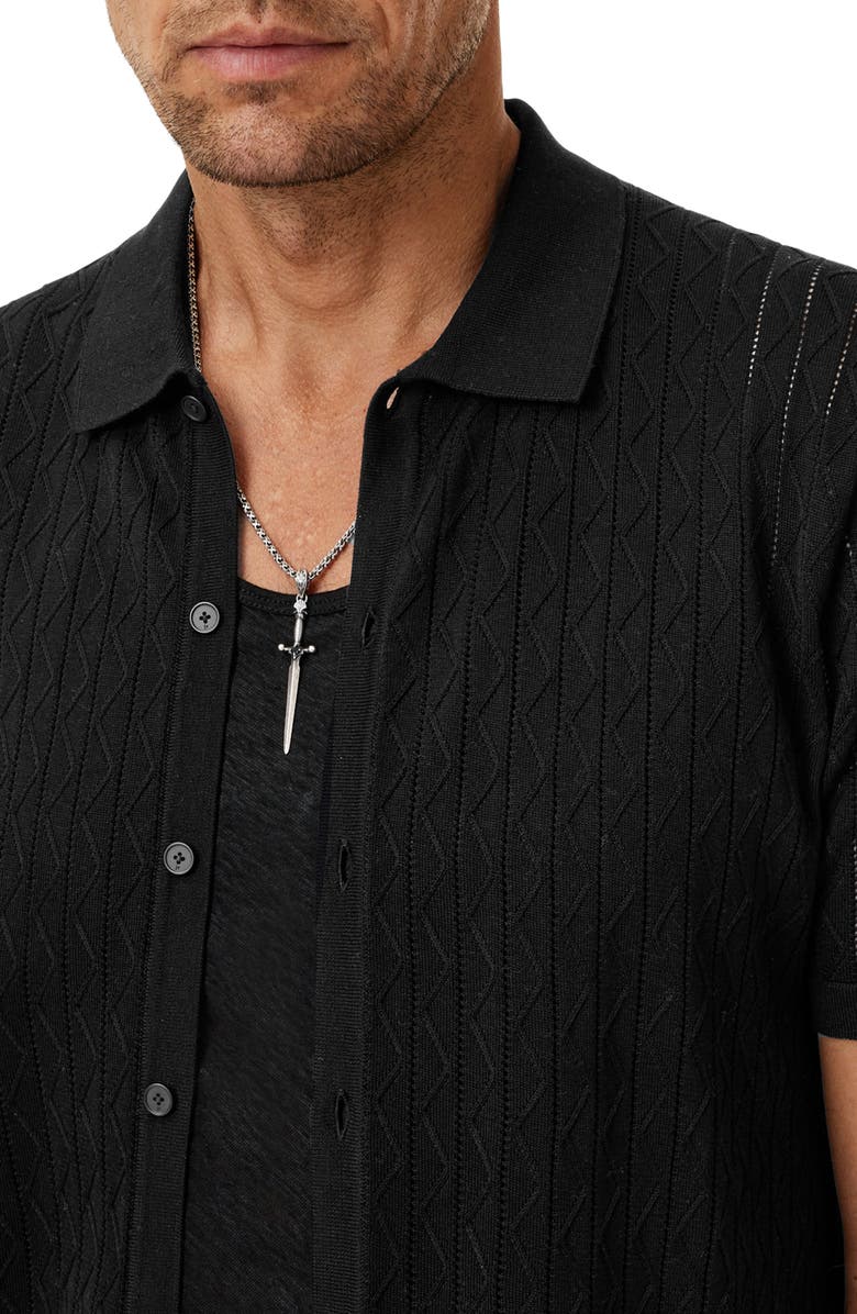 John Varvatos Moore Short Sleeve Organic Cotton Sweater, Alternate, color, Black