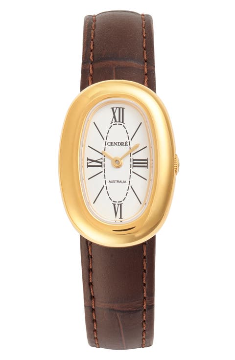 Bridgette Leather Strap Watch, 21 x 30mm