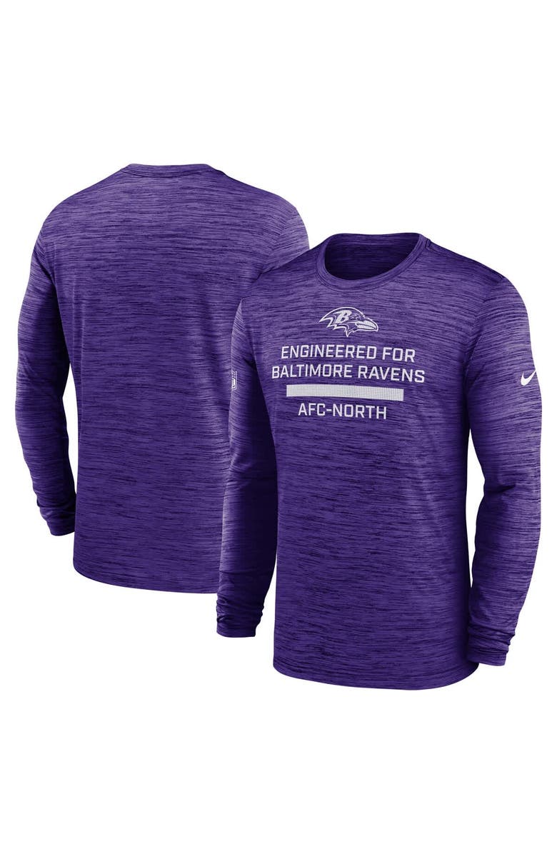 Nike Men's Nike Purple Baltimore Ravens Sideline Velocity Performance Long Sleeve T-Shirt, Alternate, color, Purple