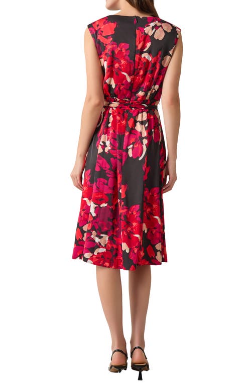Kasper Women's Cowl-neck Sleeveless Midi Dress, Regular And Petite Sizes In Fire Red Multi