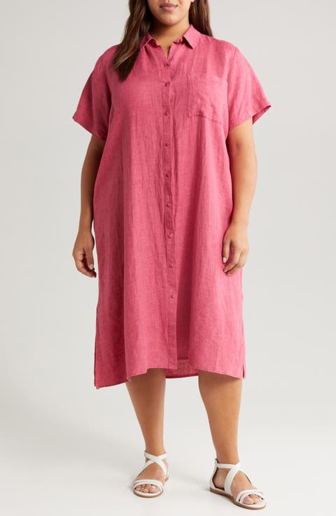 Classic Collar Organic Linen Shirtdress