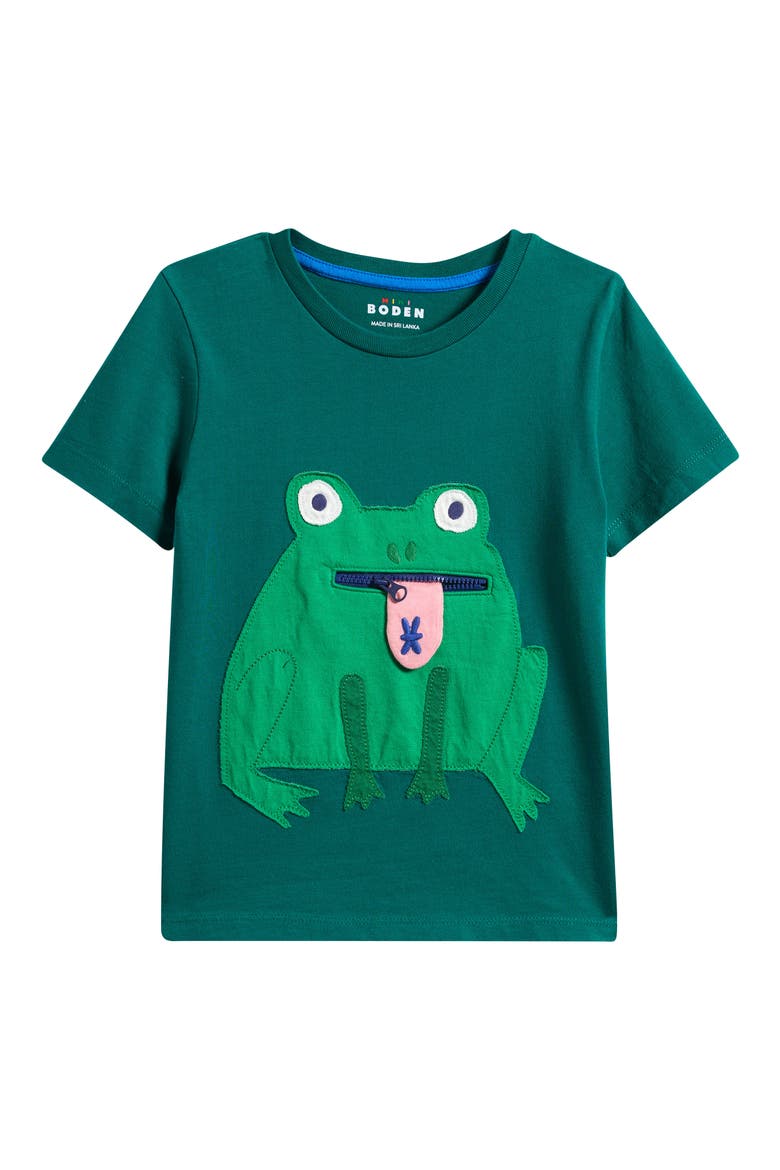 Kids' Zip Appliqué T-Shirt, Main, color, JEWEL GREEN FORG