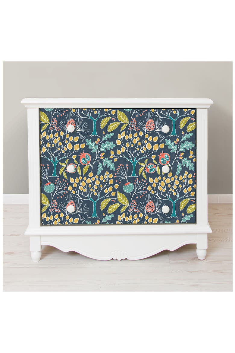 Groovy Garden Navy Peel & Stick Wallpaper, Alternate, color, MULTICOLOR